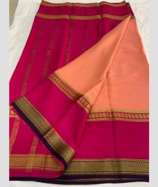 purple and dark pink colour mysore silk sarees with Plain design