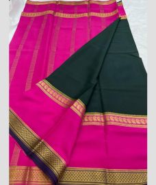 purple and block colour mysore silk sarees with Plain design