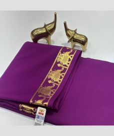 purple colour mysore silk sarees with Plain design