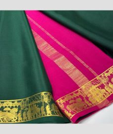 green and purple colour mysore silk sarees with Plain design