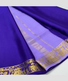 navy blue and light blue colour mysore silk sarees with Plain design