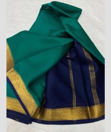 blue colour mysore silk sarees with Plain design