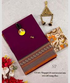 Crimson and Orange narayanapet cotton sarees with Jari Border design