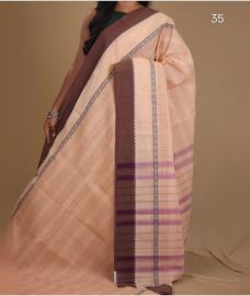 Cream and Brown narayanapet cotton sarees with All over Checks design