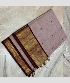 Lite Lavender and Chocolate narayanapet cotton sarees with Jari Border design