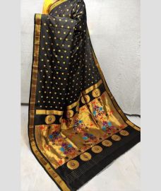 block colour paithani sarees with All over design