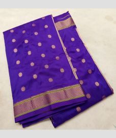 royal blue colour paithani sarees with All over design