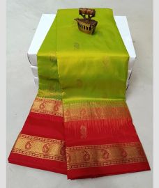 green and maroon red colour paithani sarees with All over Buttas design