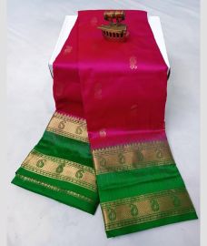 magenta colour paithani sarees with All over Buttas design