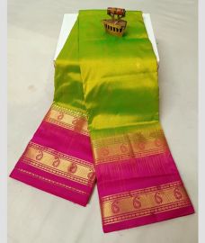 green colour paithani sarees with All over Buttas design