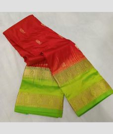maroon and green colour paithani sarees with All over Buttas design