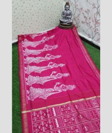 Pink and White pochampally ikkat pure silk sarees with Golla Bamma design
