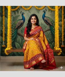 olive colour pochampally ikkat pure silk sarees with All over design