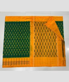green and yellow colour pochampally ikkat pure silk sarees with All over design