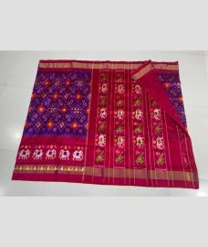 magenta and purple colour pochampally ikkat pure silk sarees with All over design