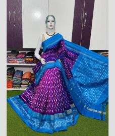 purple colour pochampally ikkat pure silk sarees with All over Buttas design