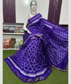 violet colour pochampally ikkat pure silk sarees with All over Buttas design