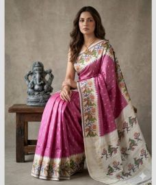 purple and grey colour pochampally ikkat pure silk sarees with All over design