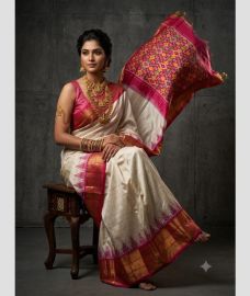 grey colour pochampally ikkat pure silk sarees with All over design