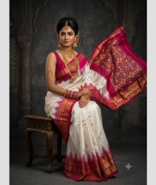 silver colour pochampally ikkat pure silk sarees with All over design