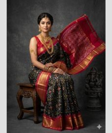 coffee colour pochampally ikkat pure silk sarees with All over design