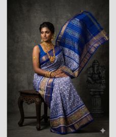 light blue colour pochampally ikkat pure silk sarees with All over design
