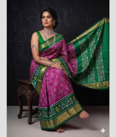 purple colour pochampally ikkat pure silk sarees with All over design