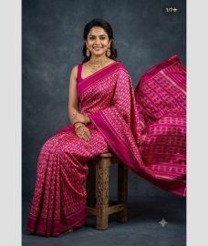 purple colour pochampally ikkat pure silk sarees with All over design