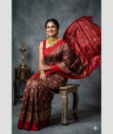 magenta colour pochampally ikkat pure silk sarees with All over design