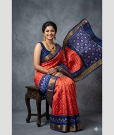 magenta red colour pochampally ikkat pure silk sarees with All over design