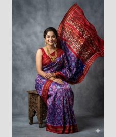 violet colour pochampally ikkat pure silk sarees with All over design