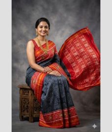 blue and magenta red colour pochampally ikkat pure silk sarees with All over design