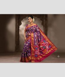 purple colour pochampally ikkat pure silk sarees with All over design