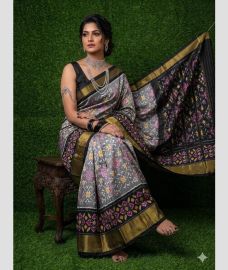 light purple colour pochampally ikkat pure silk sarees with All over design