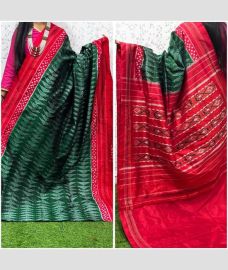 maroon and green colour pochampally ikkat pure silk sarees with All over design