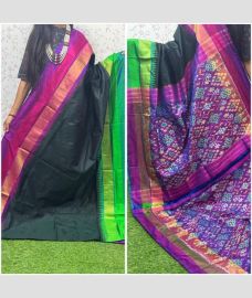 charcoal and purple colour pochampally ikkat pure silk sarees with All over design