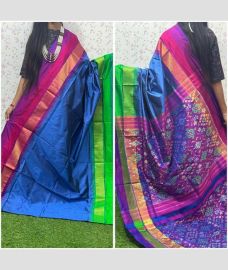 navy blue and purple colour pochampally ikkat pure silk sarees with All over design