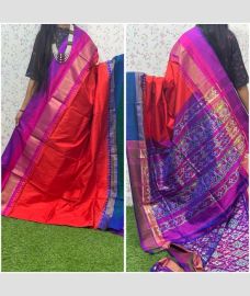maroon red and purple colour pochampally ikkat pure silk sarees with All over design