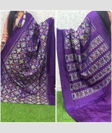 purple colour pochampally ikkat pure silk sarees with All over design