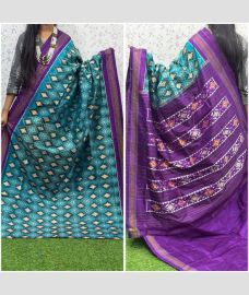 blue and purple colour pochampally ikkat pure silk sarees with All over design