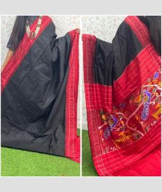 charcoal block colour pochampally ikkat pure silk sarees with All over design