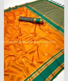 Orange and Green silk sarees with All over Buttas design - SILK0019582
