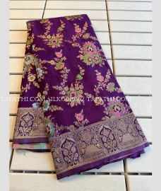 Plum Purple silk sarees with All over Meenakari design - SILK0019562
