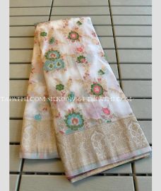White silk sarees with All over Meenakari design - SILK0019564