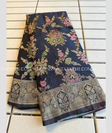 Black silk sarees with All over Meenakari design - SILK0019568