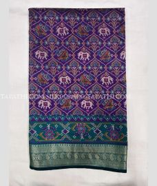 Purple and Turquoise silk sarees with All over Pochampally design - SILK0019600