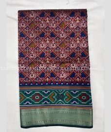Brown and Green silk sarees with All over Pochampally design - SILK0019607
