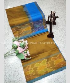 olive green and blue colour silk sarees with All over design - SILK0019628