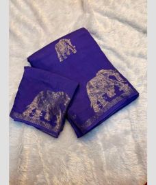 Purple Blue silk sarees with All over Jacquard design