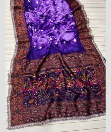 Purple and Navy Blue silk sarees with Jacquard Border design